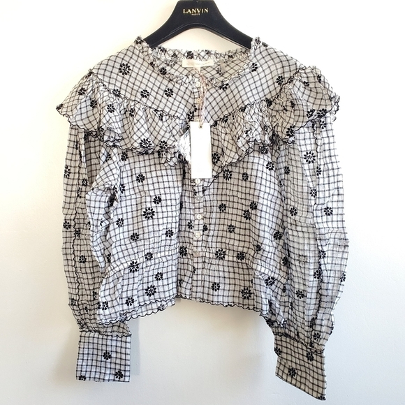 New LOVESHACKFANCY Susanne Printed Cottagecore Prairiecore Blouse/Top NWT Small - Picture 8 of 16